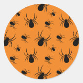 Sticker Rond Araignées Halloween motif noir et orange (Devant)