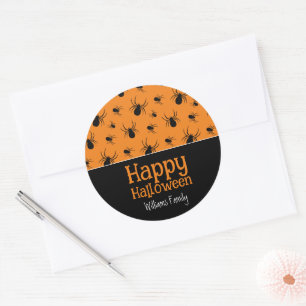Sticker Rond Araignées Joyeux Halloween Noir Orange Personnalis