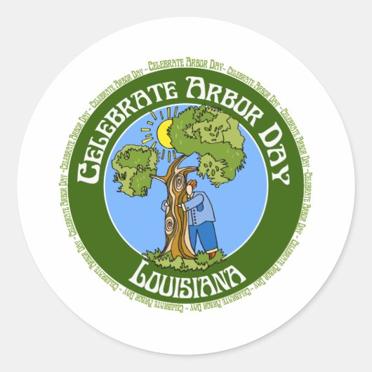 Sticker Rond Arbor Day Louisiane (Devant)