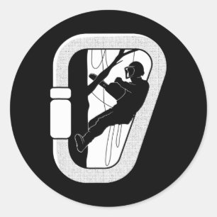 Sticker Rond Arboriculteur Carabiner Grimper aux Arbres Menuisi