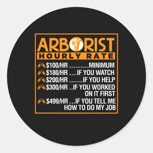 Sticker Rond Arboriste Horaire Note Arboriste (Devant)