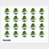 Sticker Rond Arbre à cyprès de Bonsai (Feuille)