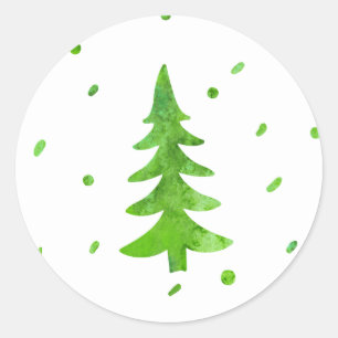 Sticker Rond Arbre à pin aquarelle