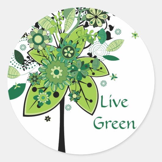 Sticker Rond Arbre Abstrait vert (Devant)