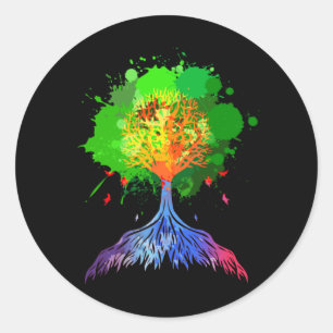 Sticker Rond Arbre arc-en-ciel