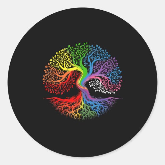 Sticker Rond Arbre Arc En Ciel De Vie Lgbtq Drapeau Gay pride L (Devant)