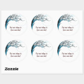 Sticker Rond Arbre, bleu (Feuille)