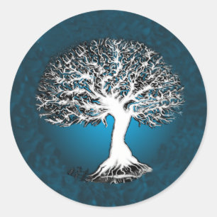 Sticker Rond Arbre bleu de vie