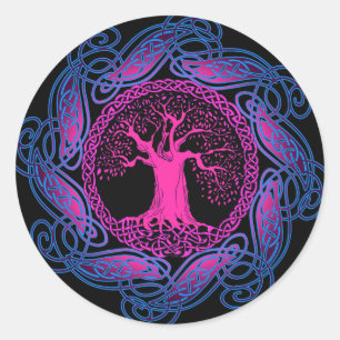 Sticker Rond Arbre celtique de sagesse (version ultra-violette)