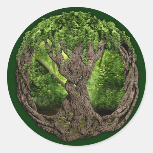 Sticker Rond Arbre Celtique De Vie (Devant)