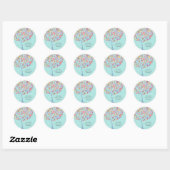 Sticker Rond Arbre circulaire bleu clair Aqua Retro Enregistrer (Feuille)