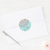 Sticker Rond Arbre circulaire bleu clair Aqua Retro Enregistrer (Enveloppe)