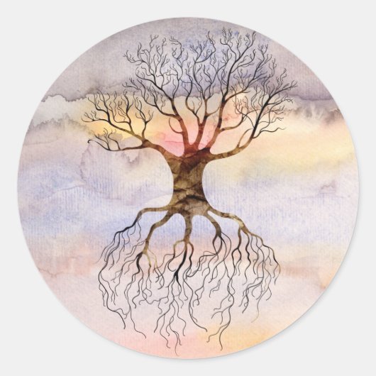 Sticker Rond Arbre contre le ciel (Devant)