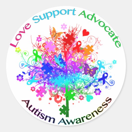 Sticker Rond Arbre d'autisme dans le spectre (Devant)