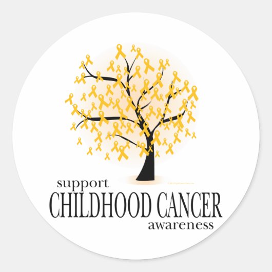 Sticker Rond Arbre de cancer de l'enfance (Devant)