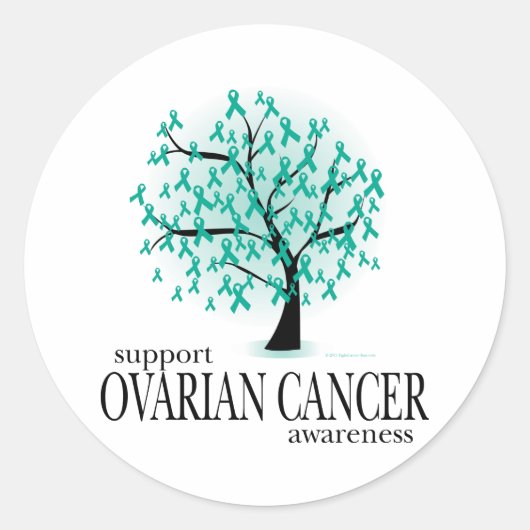 Sticker Rond Arbre de cancer de l'ovaire (Devant)