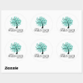 Sticker Rond Arbre de cancer de l'ovaire (Feuille)