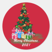 Sticker rond Arbre de Noël (Devant)
