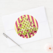 Sticker Rond Arbre de Noël à la chaux avec ornements en prune (Enveloppe)