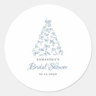 Sticker Rond Arbre de Noël à ruban bleu gribouillé pour enterre