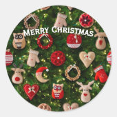 Sticker Rond Arbre de Noël avec des jouets en feutre (Devant)