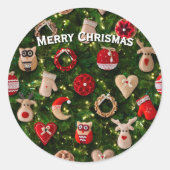Sticker Rond Arbre de Noël avec des jouets en feutre (Devant)