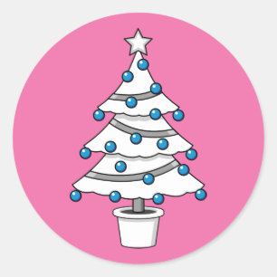 Sticker Rond Arbre de Noël blanc