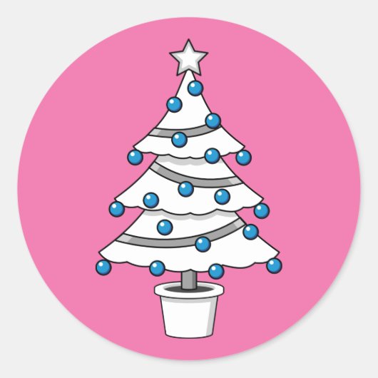 Sticker Rond Arbre de Noël blanc (Devant)