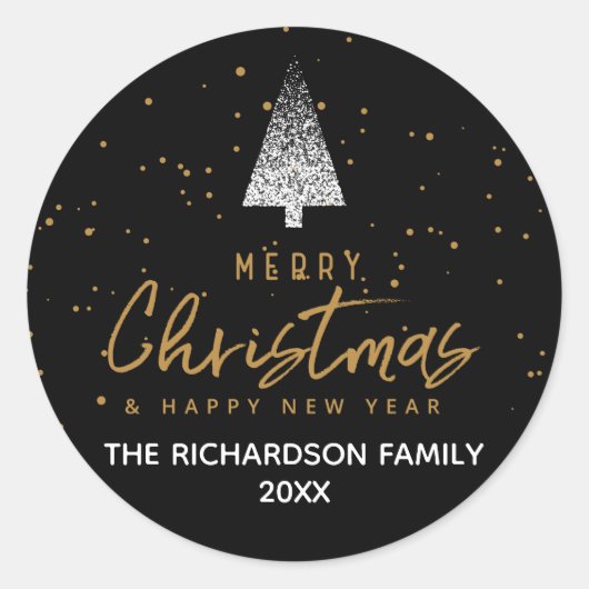 Sticker Rond Arbre de Noël blanc moderne (Devant)