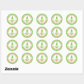 Sticker Rond Arbre de Noël blanc rouge et vert (Feuille)