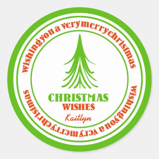 Sticker Rond Arbre de Noël blanc rouge et vert (Devant)