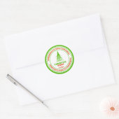 Sticker Rond Arbre de Noël blanc rouge et vert (Enveloppe)