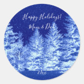 Sticker Rond Arbre de Noël bleu néon (Devant)