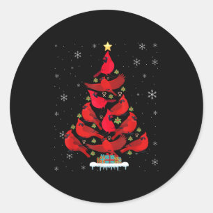 Sticker Rond Arbre de Noël Cardinal Oiseau de Noël Lumière de N