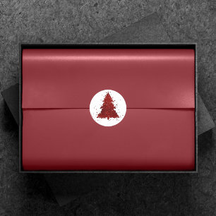 Sticker Rond Arbre de Noël classique   Festive Rich Crimson Rou