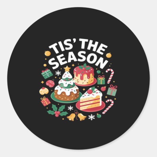 Sticker Rond Arbre De Noël Cute - Cette Saison (Devant)