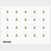Sticker Rond Arbre de Noël de chien - Noël drôle (Feuille)
