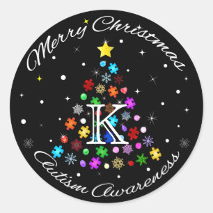 Sticker Rond Arbre de Noël de l'autisme
