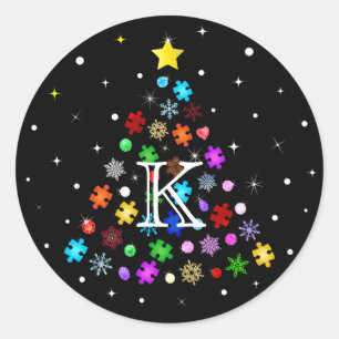 Sticker Rond Arbre de Noël de l'autisme