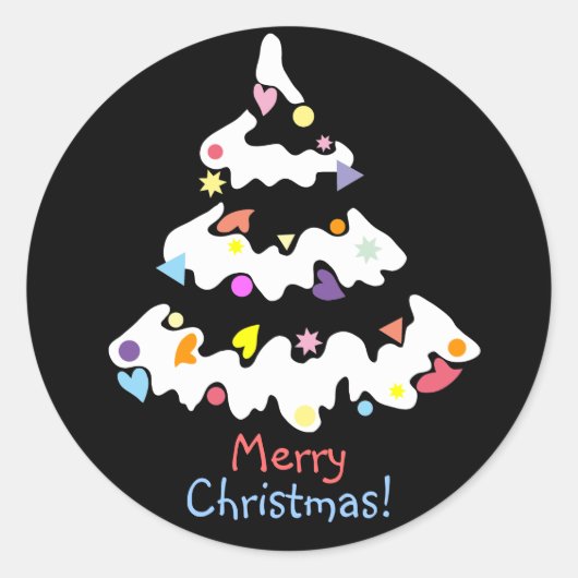 Sticker Rond arbre de Noël décoré de neige (Devant)