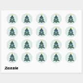 Sticker Rond Arbre de Noël découpé | Monogramme de vacances (Feuille)