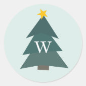 Sticker Rond Arbre de Noël découpé | Monogramme de vacances (Devant)