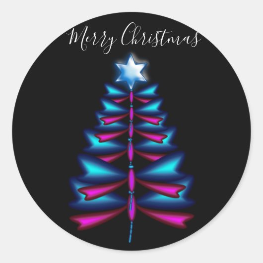 Sticker Rond Arbre de Noël des libellules (Devant)