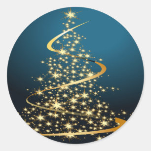 Sticker Rond Arbre de Noël d'or