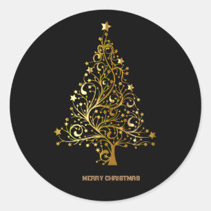 Sticker Rond Arbre de Noël doré