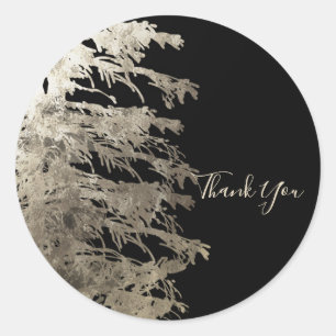 Sticker Rond Arbre de Noël doré et noir, mariage champêtre glam