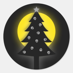Sticker Rond Arbre de Noël éffrayant