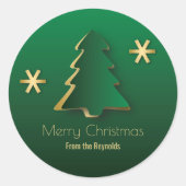Sticker Rond Arbre de Noël élégant or vert (Devant)