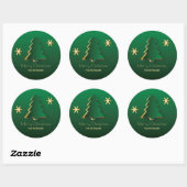 Sticker Rond Arbre de Noël élégant or vert (Feuille)
