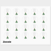 Sticker Rond Arbre de Noël en aquarelle simple Joyeux Noël (Feuille)